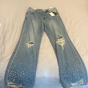 Forever 21 Size 26 rhinestone high rise flare jeans